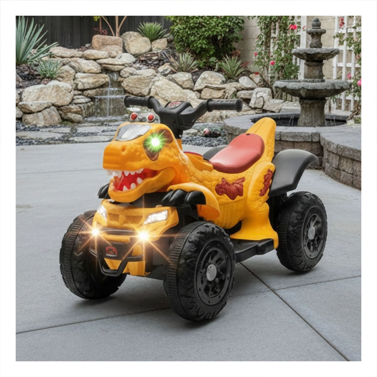 TRANSPORTE CON ESTILO DINOSAURIO PARA JUEGO DIARIO Y DESPLAZAMIENTO COLOR AMARILLO 42X72X45CM - 1