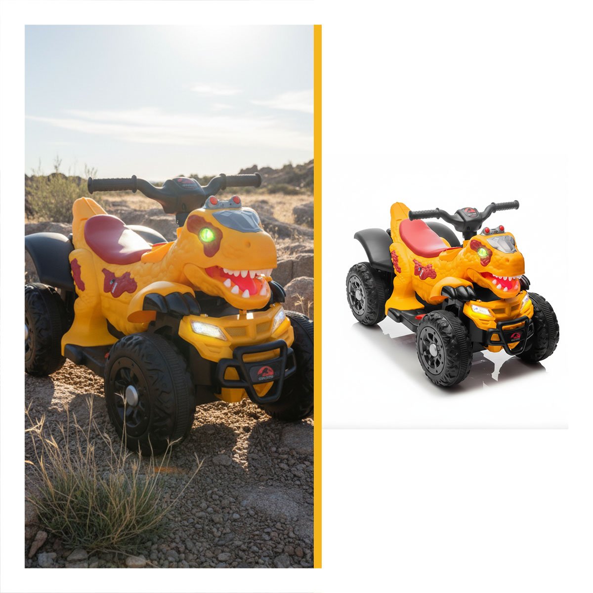 TRANSPORTE CON ESTILO DINOSAURIO PARA JUEGO DIARIO Y DESPLAZAMIENTO COLOR AMARILLO 42X72X45CM - 3