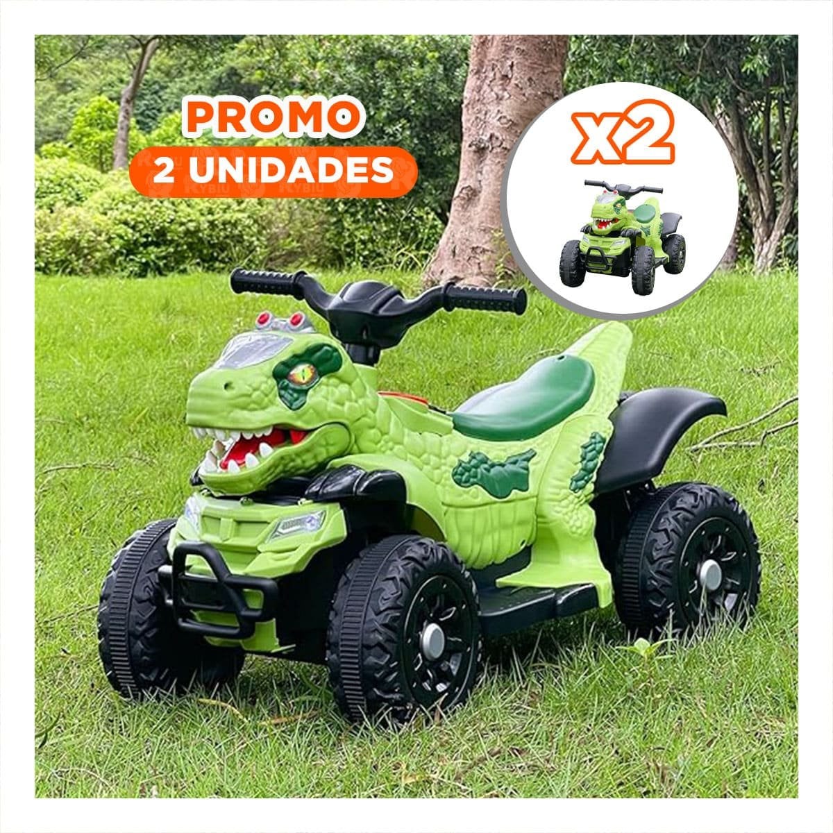 PACK2 MOTO INFANTIL CON ESTILO DINOSAURIO PARA PASEO COLOR VERDE 42X72X45CM YREGALO STICKER - 1