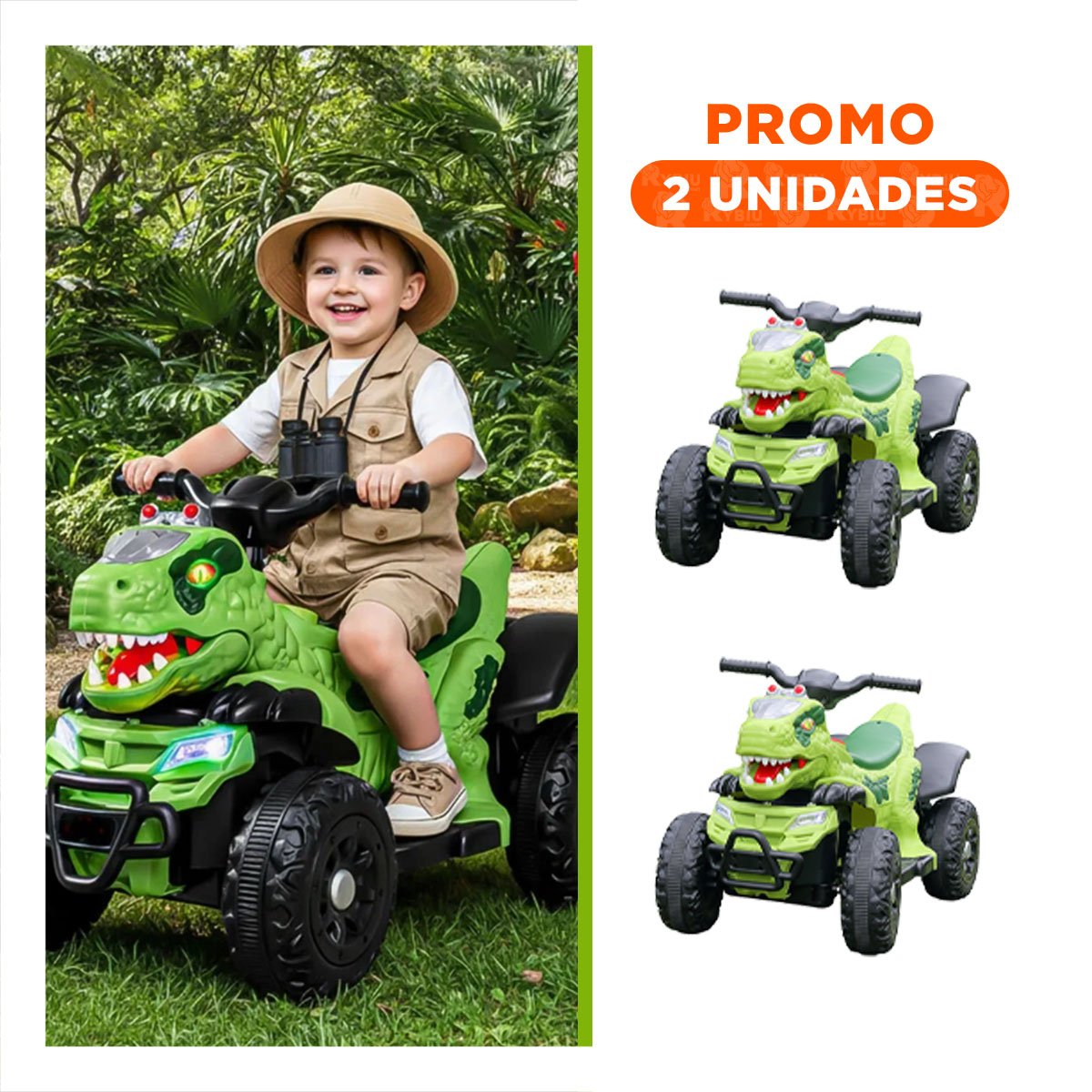 PACK2 PASEADOR INFANTIL DINOSAURIO PARA JUEGO GUIADO Y MOVIMIENTO INICIAL EN VERDE 42X72X45CM - 1