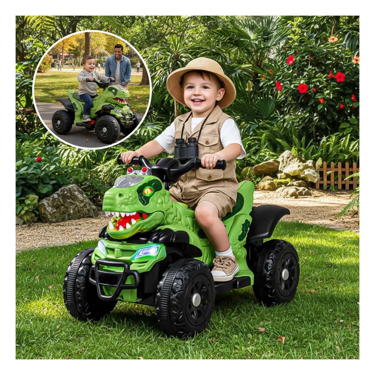 PACK2 PASEADOR INFANTIL DINOSAURIO PARA JUEGO GUIADO Y MOVIMIENTO INICIAL EN VERDE 42X72X45CM - 5
