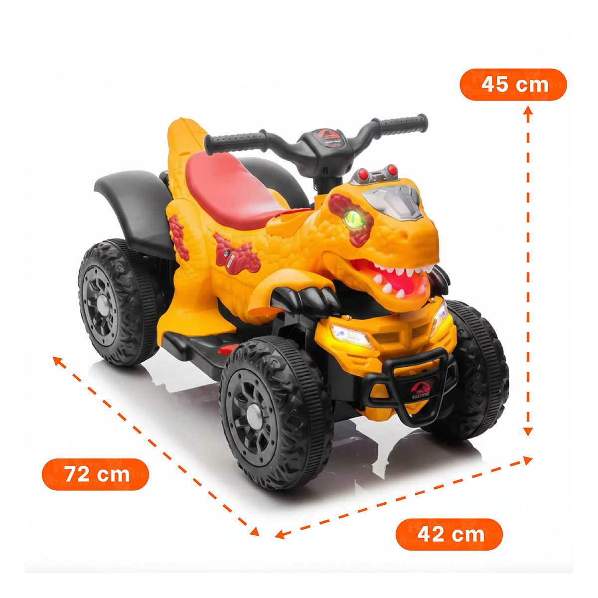 TRANSPORTE CON FORMA DINOSAURIO PARA ACTIVIDAD RECREATIVA AMARILLO 42X72X45CM YREGALO STICKER - 4