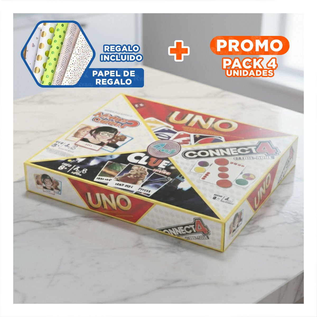 PACK4 ESTILO DE MESA MULTICOLOR PARA DIVERSION EN HOGAR YPAPEL REGALO - 1