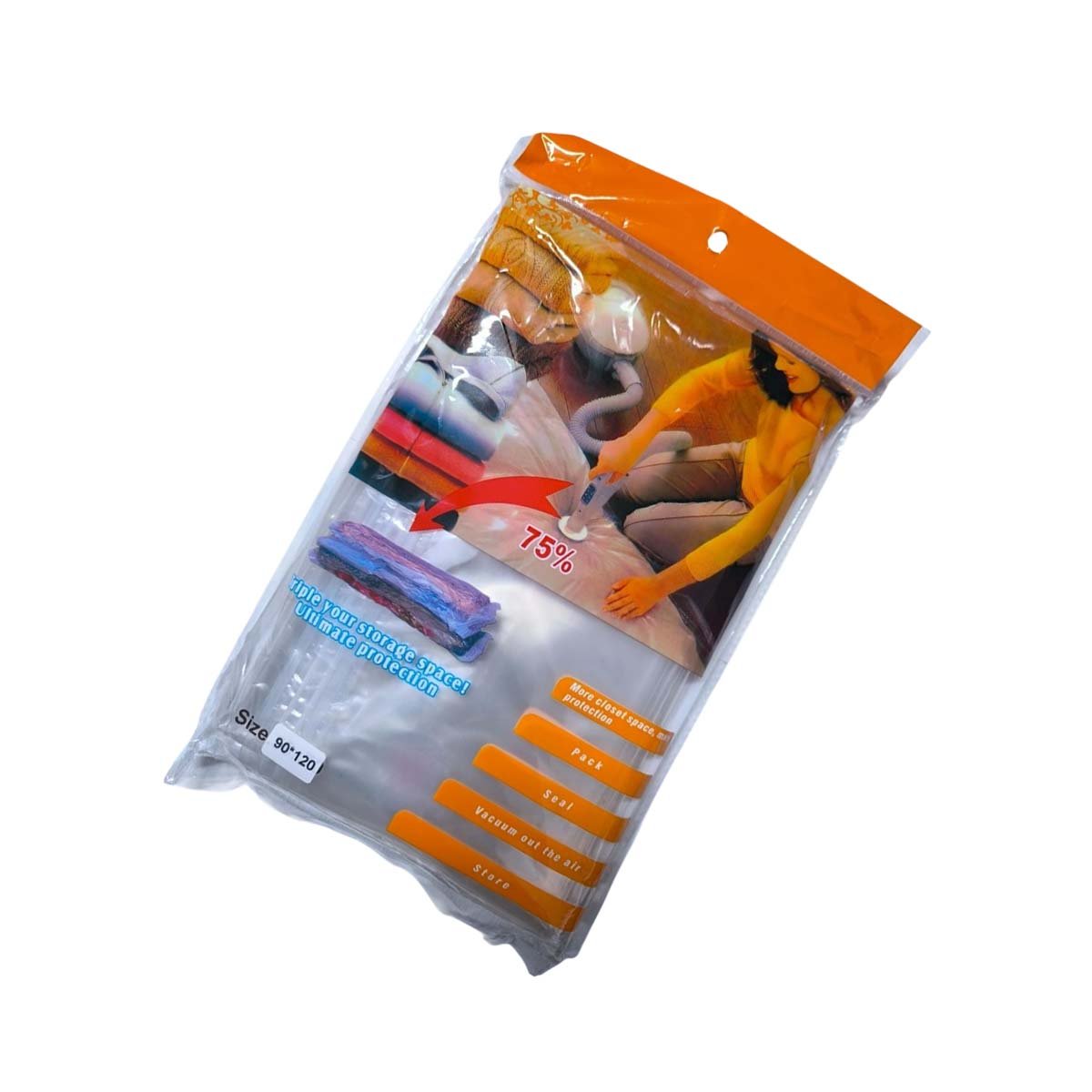 PACK12 CONTENEDOR AL VACIO 90X120CM ANARANJADO PARA GUARDAR ROPA Y PROTEGER YREGALO STICKER - 2