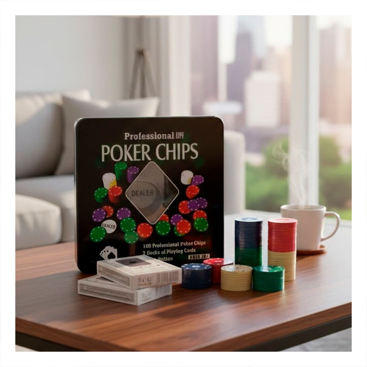PACK4 ACCESORIOS CLASICOS DE POKER NEGRO PARA JUEGOS DE MESA YPAPEL REGALO - 5