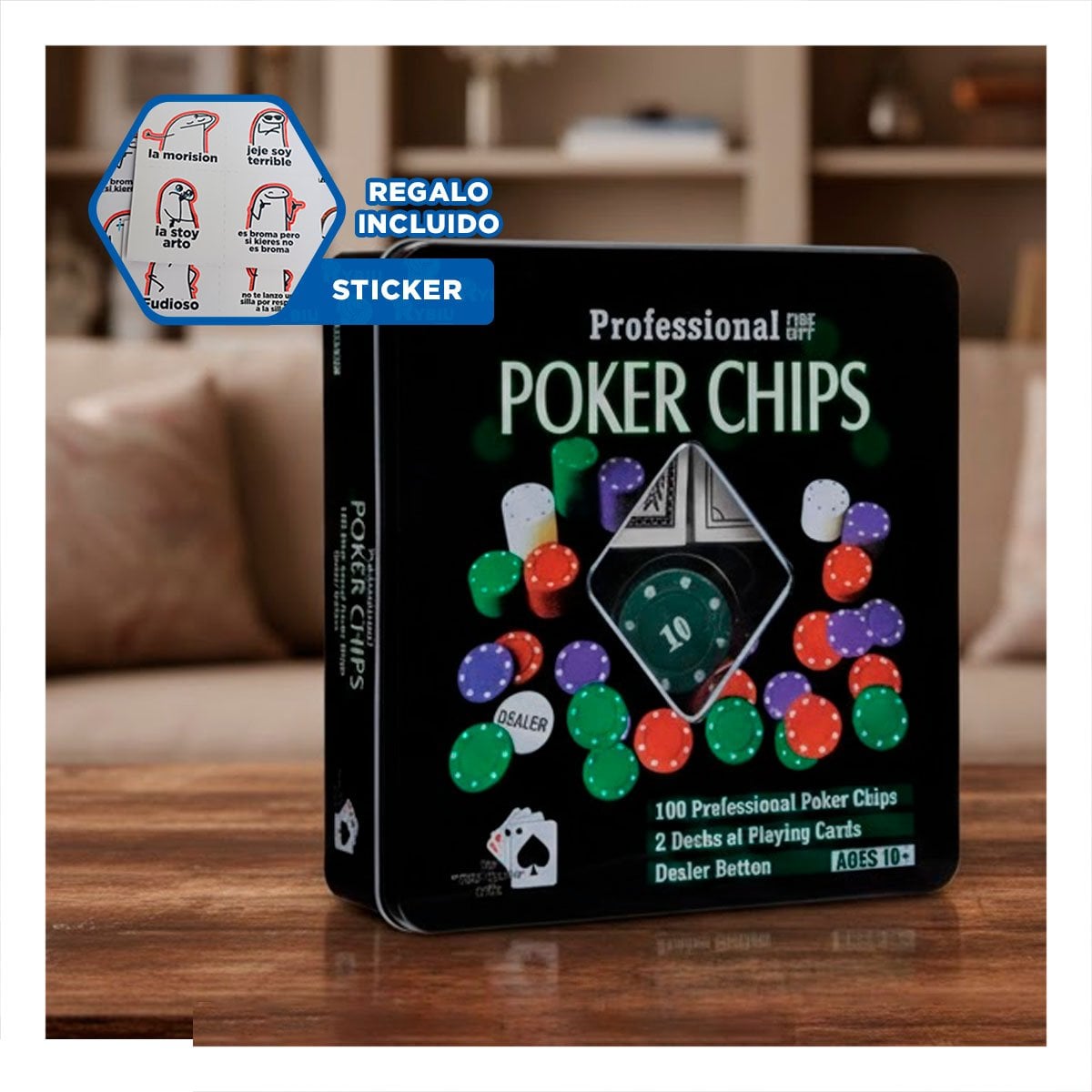 TOKENS CLASICOS DE POKER NEGRO PARA JUEGOS DE MESA EN CASA YREGALO STICKER - 1