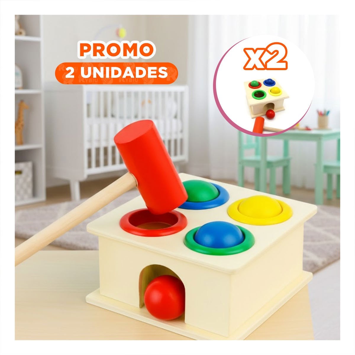 PACK2 DISPOSITIVO GOLPEA LA PELOTA MULTICOLOR JUEGO MANUAL PARA CASA YREGALO STICKER - 1
