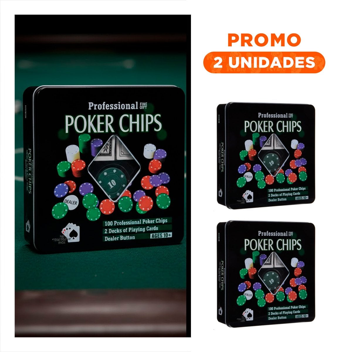 PACK2 SET COMPLETO DE POKER NEGRO PARA JUEGOS DE MESA EN EL HOGAR - 1