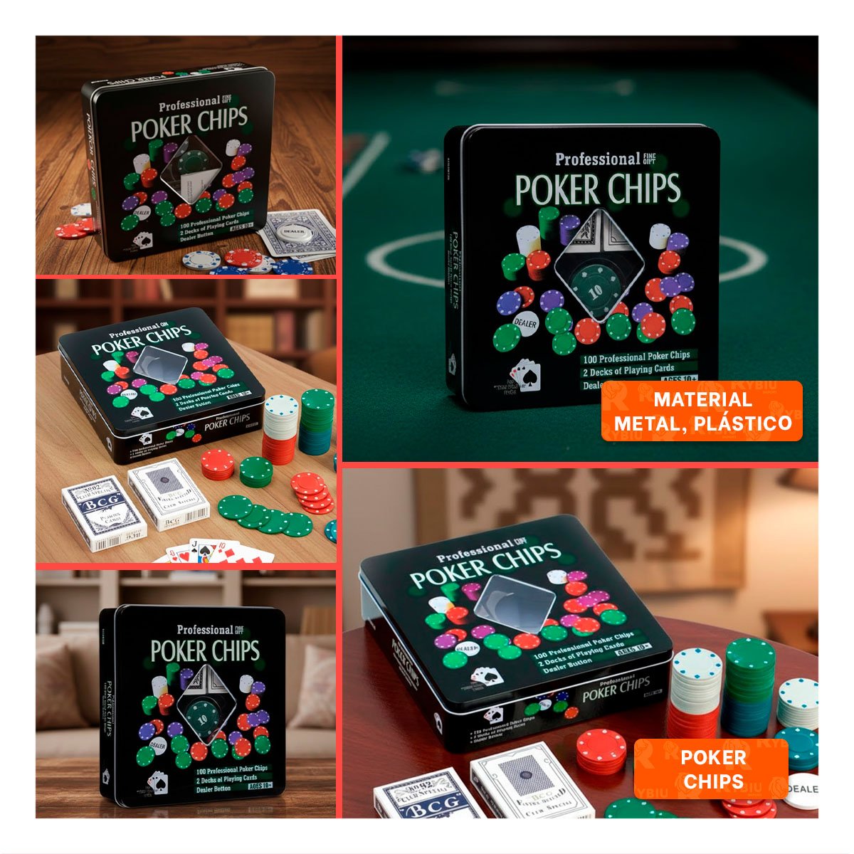 PLACAS CLASICAS DE POKER NEGRO PARA JUEGOS DE MESA EN CASA YLIGAS REGALO - 5