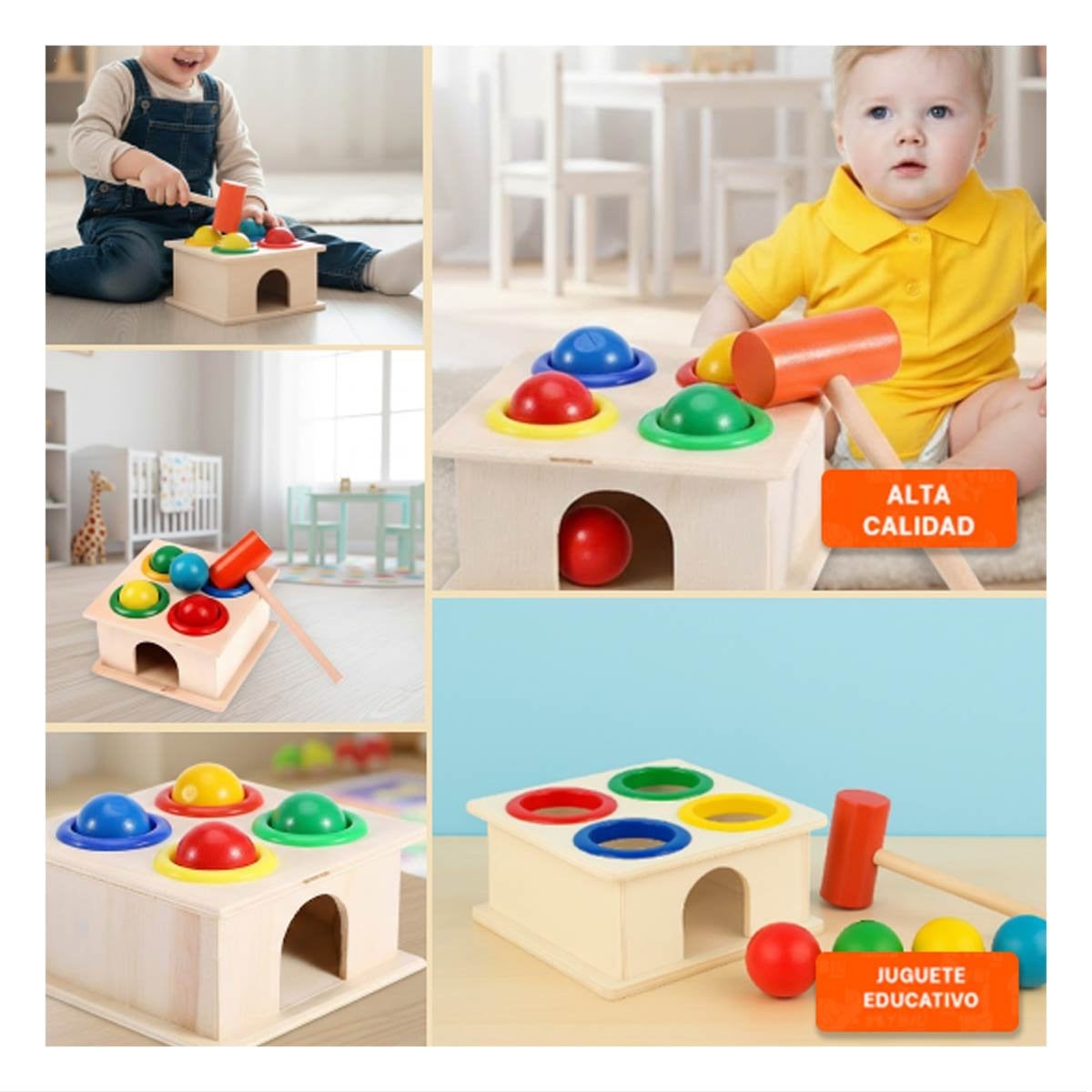HERRAMIENTA GOLPEA LA PELOTA MULTICOLOR JUEGO RECREATIVO PARA CASA Y HOGAR YSTICKY - 1