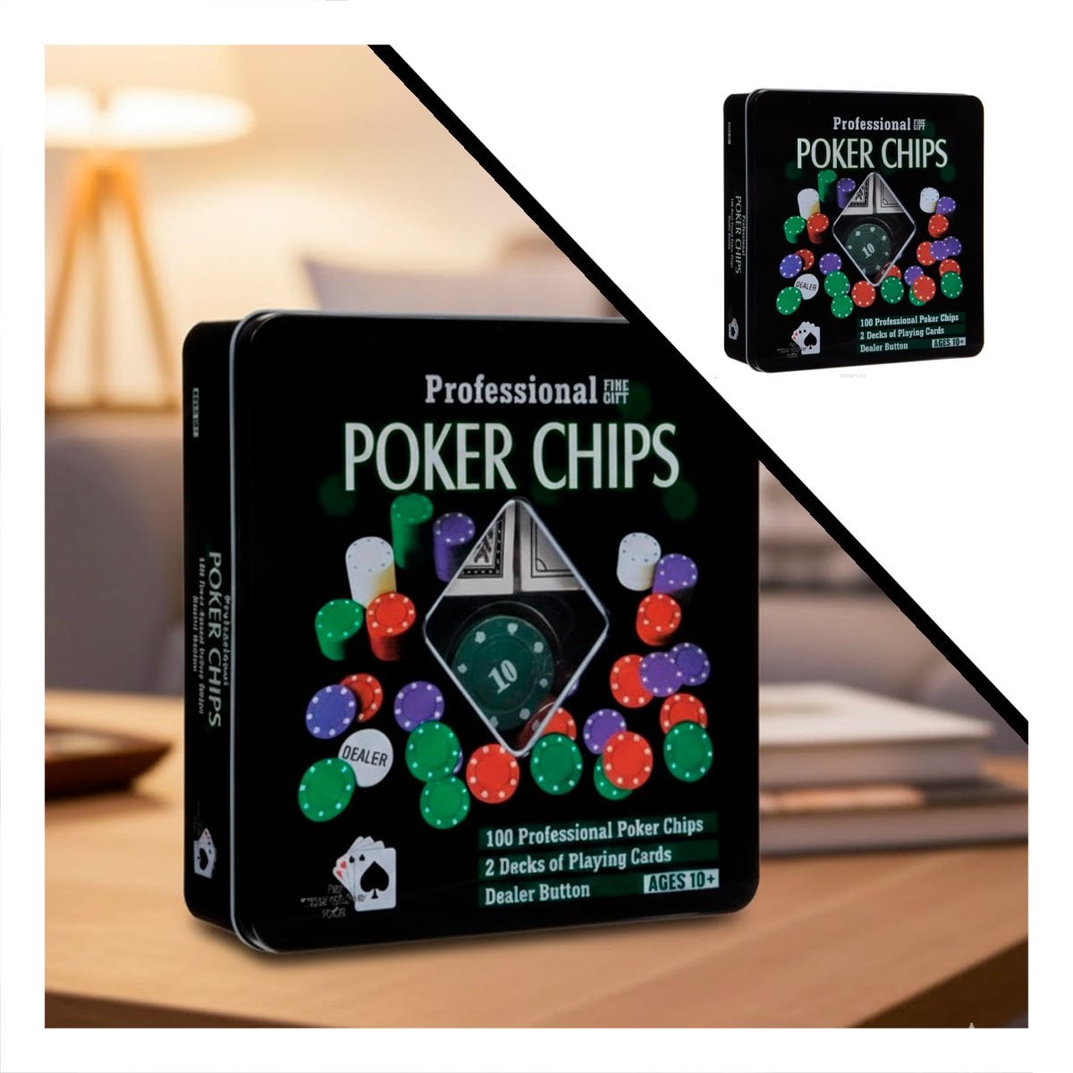 PIEZAS CLASICAS DE POKER NEGRO PARA JUEGOS DE MESA EN CASA - 3