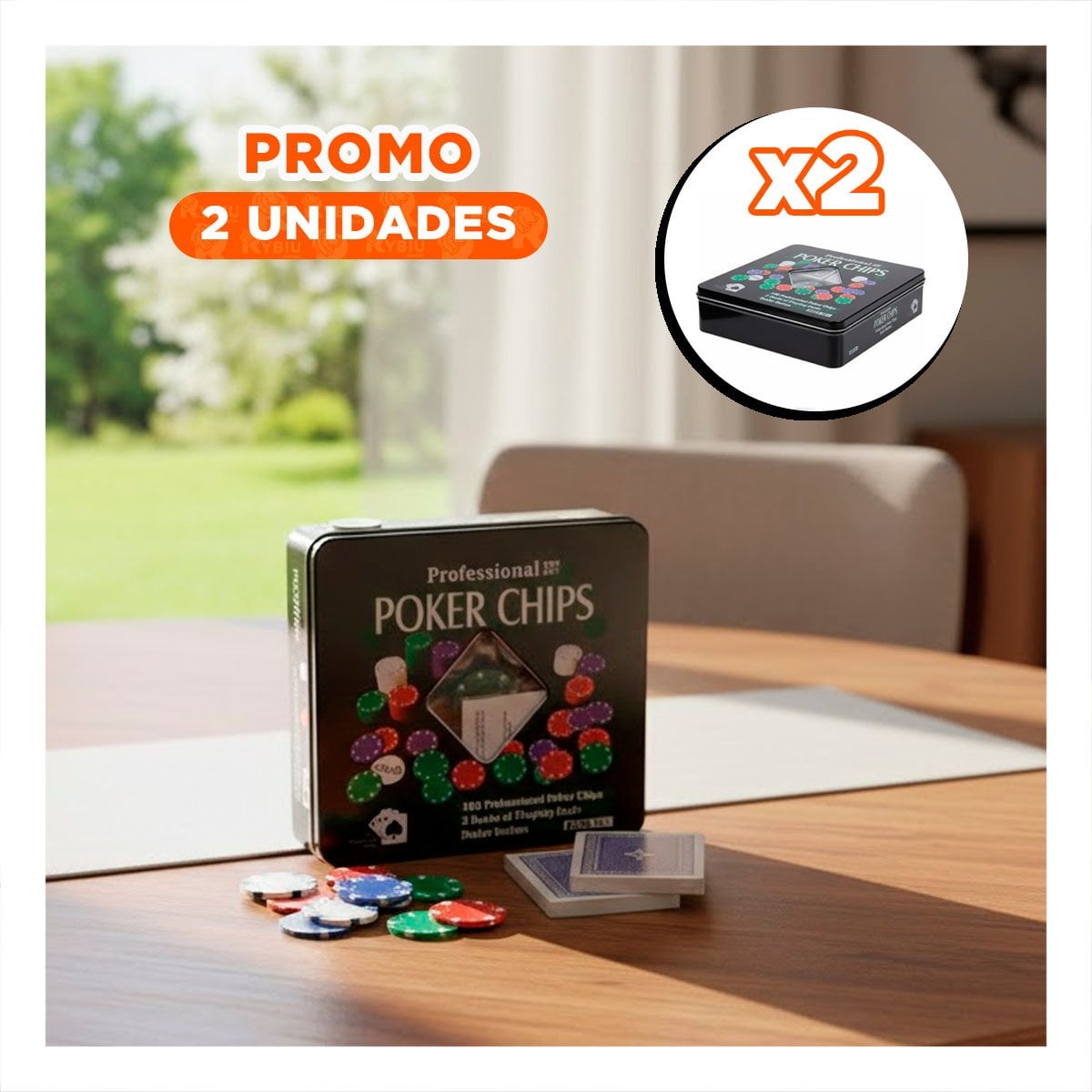 PACK2 PACK COMPLETO DE POKER NEGRO PARA JUEGOS DE MESA EN EL HOGAR YREGALO STICKER - 1