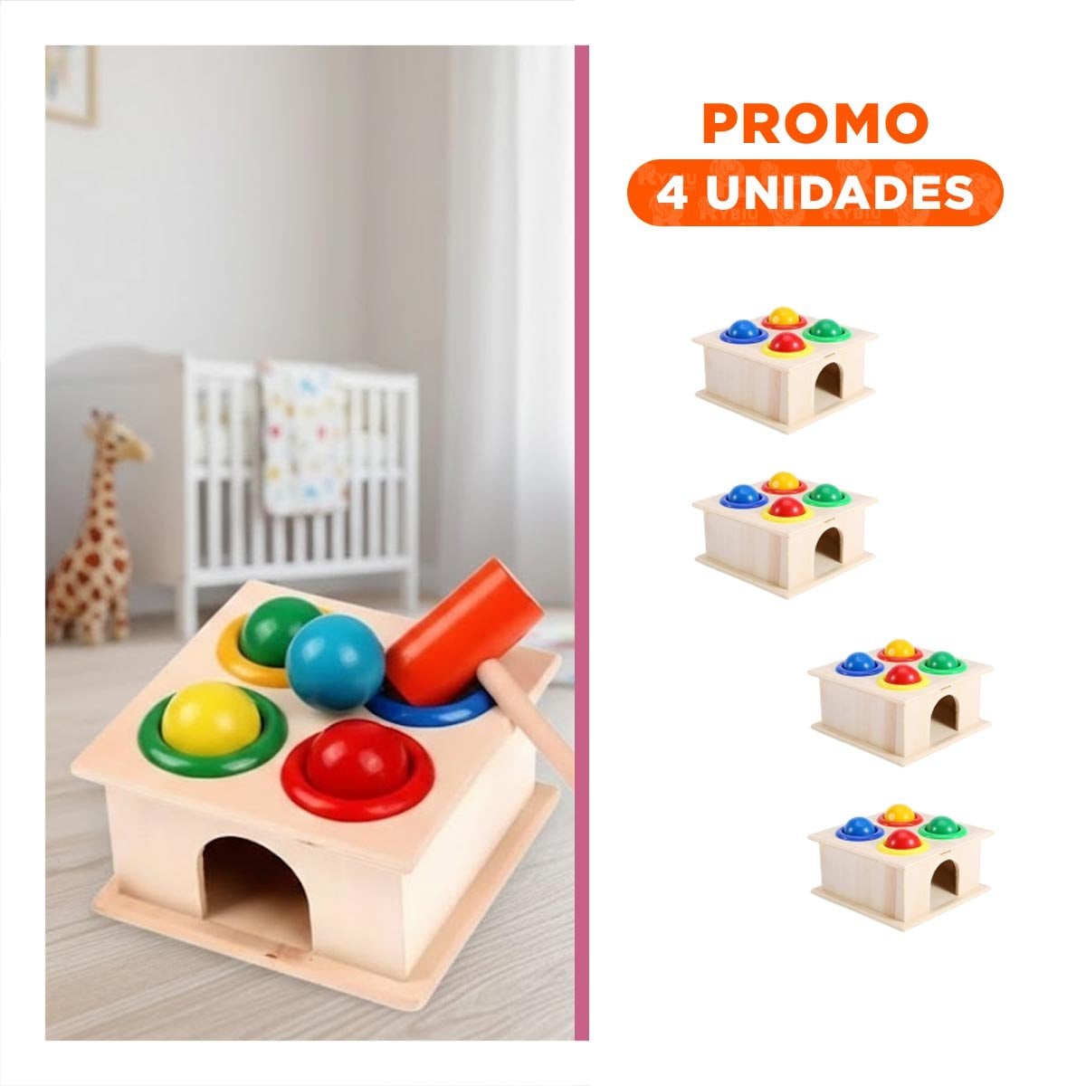 PACK4 MODULO LUDICO GOLPEA LA PELOTA MULTICOLOR JUEGO PARAHOGAR YREGALO STICKER - 1