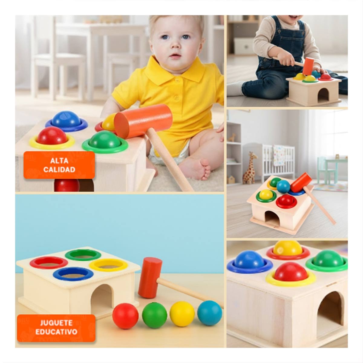 PACK4 MODULO LUDICO GOLPEA LA PELOTA MULTICOLOR JUEGO PARAHOGAR YREGALO STICKER - 2