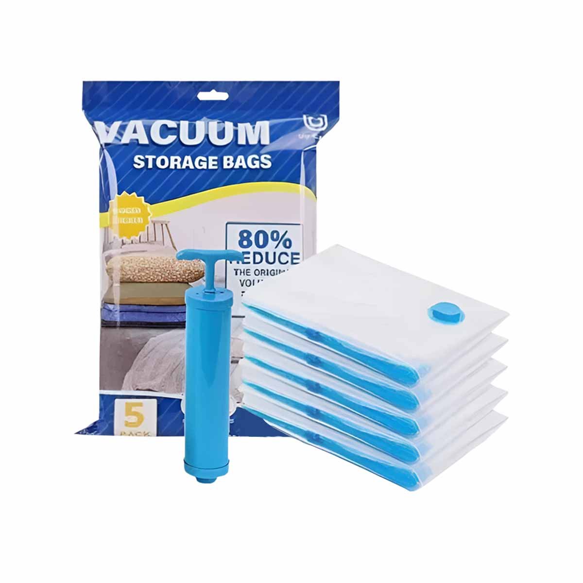 BOLSA AL VACIO CON KIT DE 5 PIEZAS Y SUCCIONADOR PARA ORGANIZAR HOGAR YPAPEL REGALO - 1
