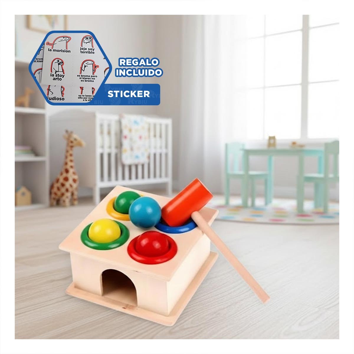UNIDAD GOLPEA LA PELOTA MULTICOLOR JUEGO MANUAL PARA CASA Y HOGAR YREGALO STICKER - 1