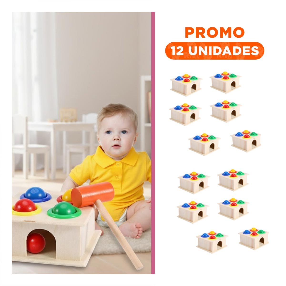 PACK12 PRODUCTO RECREATIVO GOLPEA LA PELOTA MULTICOLOR PARA CASA YREGALO STICKER - 1