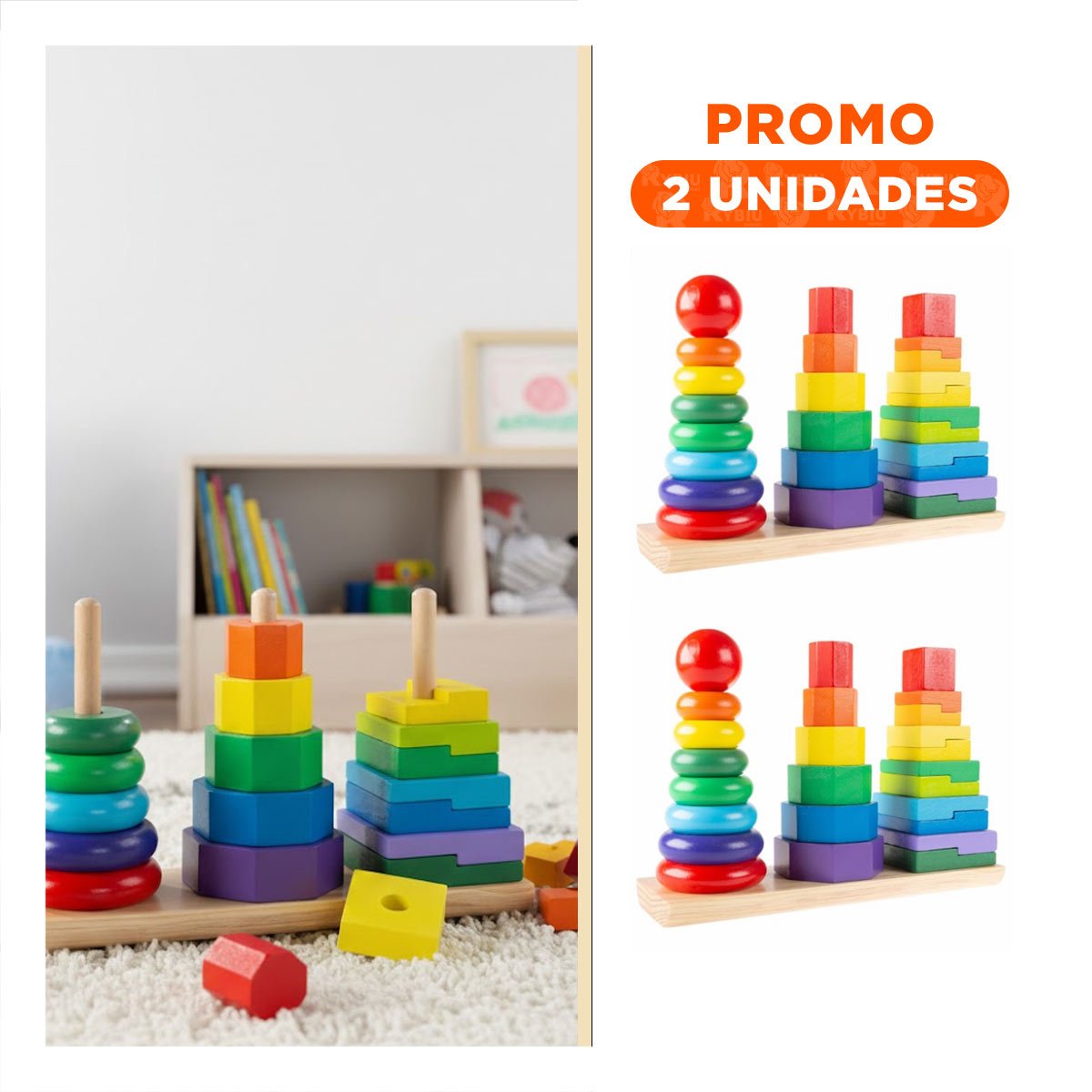PACK2 PILAS APILABLES MULTICOLOR PARA JUEGO CREATIVO EN HOGAR CON AMIGOS - 1