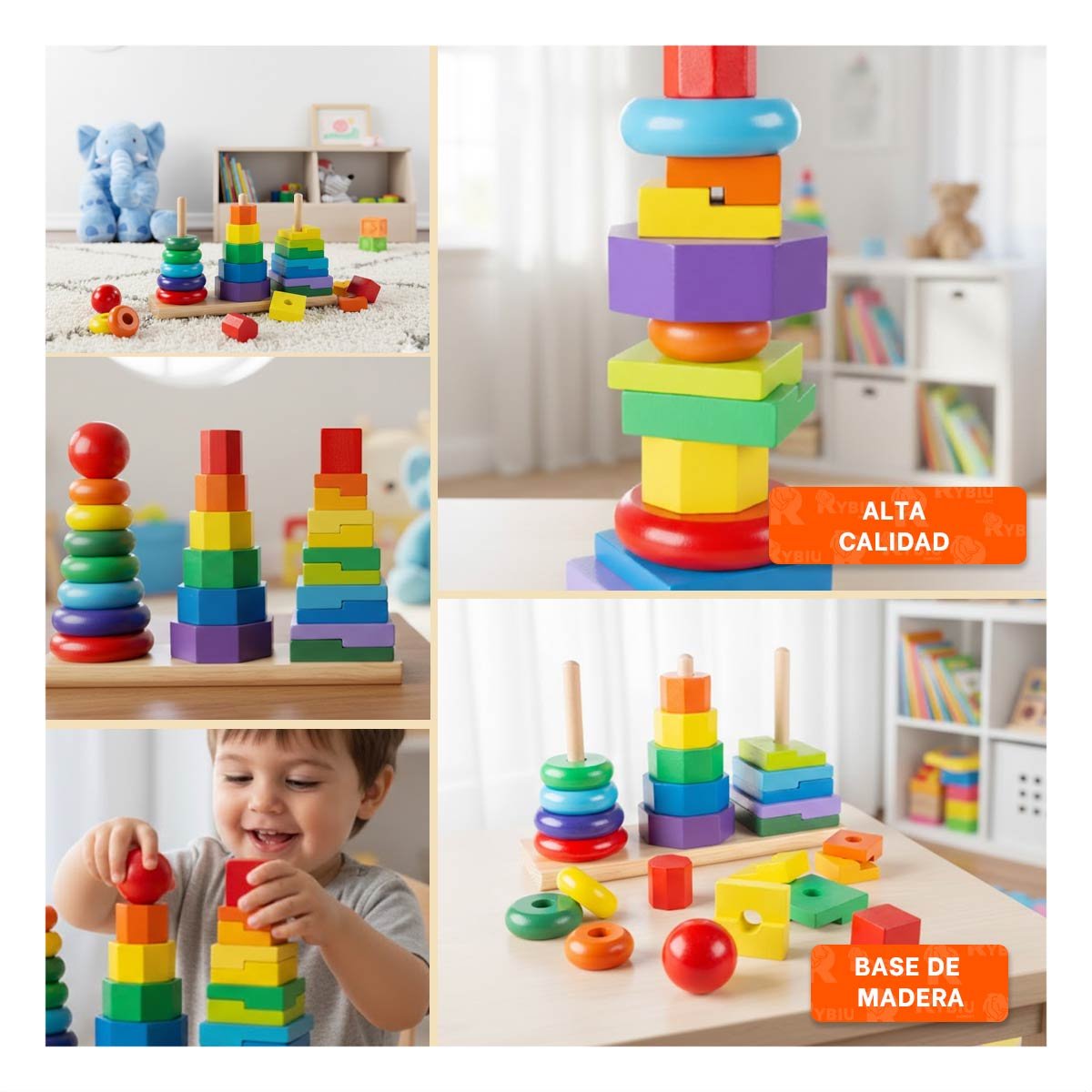 PACK2 ESTRUCTURAS APILABLES MULTICOLOR PARA JUEGO CREATIVO EN ESPACIOS DE CASA YPAPEL REGALO - 3