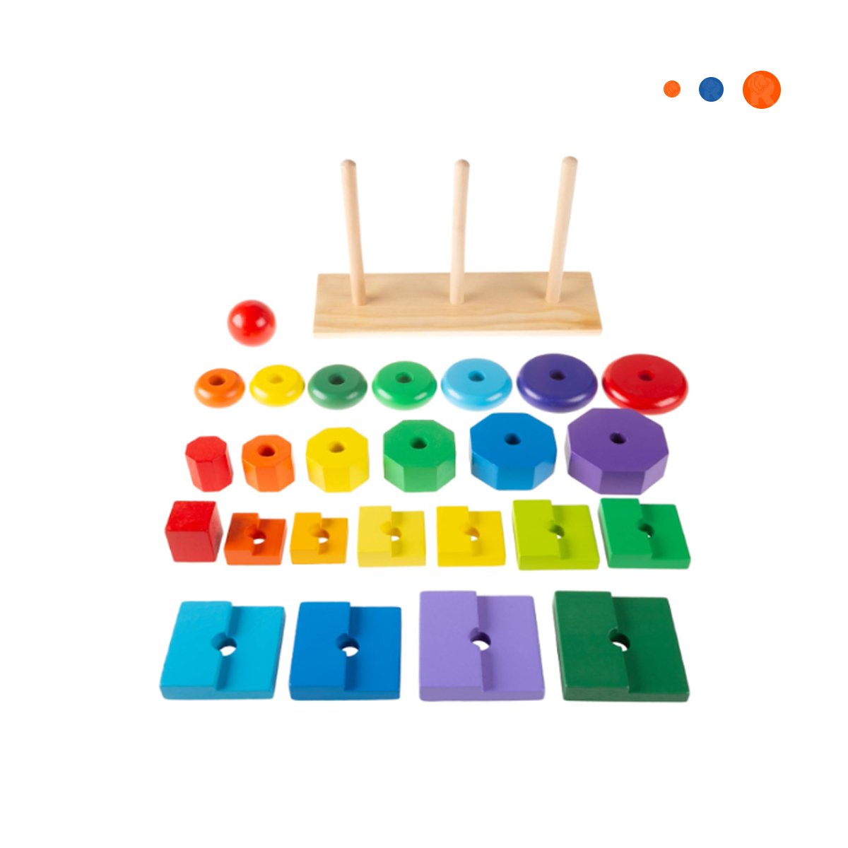 PACK2 BLOQUES APILABLES MULTICOLOR PARA JUEGO CREATIVO EN ESPACIOS DE CASA YREGALO STICKER - 2