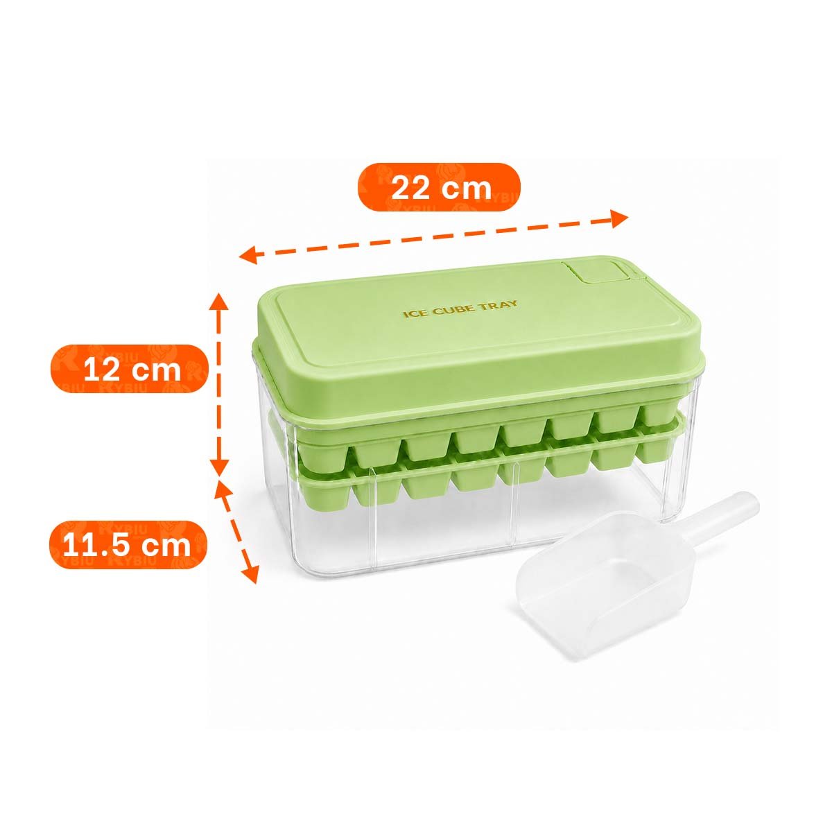 PACK2 HIELERA DE HIELO VERDE CON BANDEJAS DOBLES PARA CUBOS YPAPEL REGALO - 4