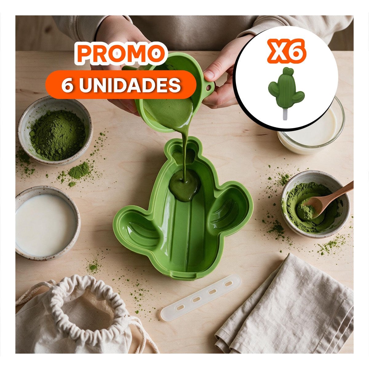 PACK6 MOLDE CAPTUS VERDE DE COCINA PARA PREPARACIONES FRIAS YREGALO STICKER - 1