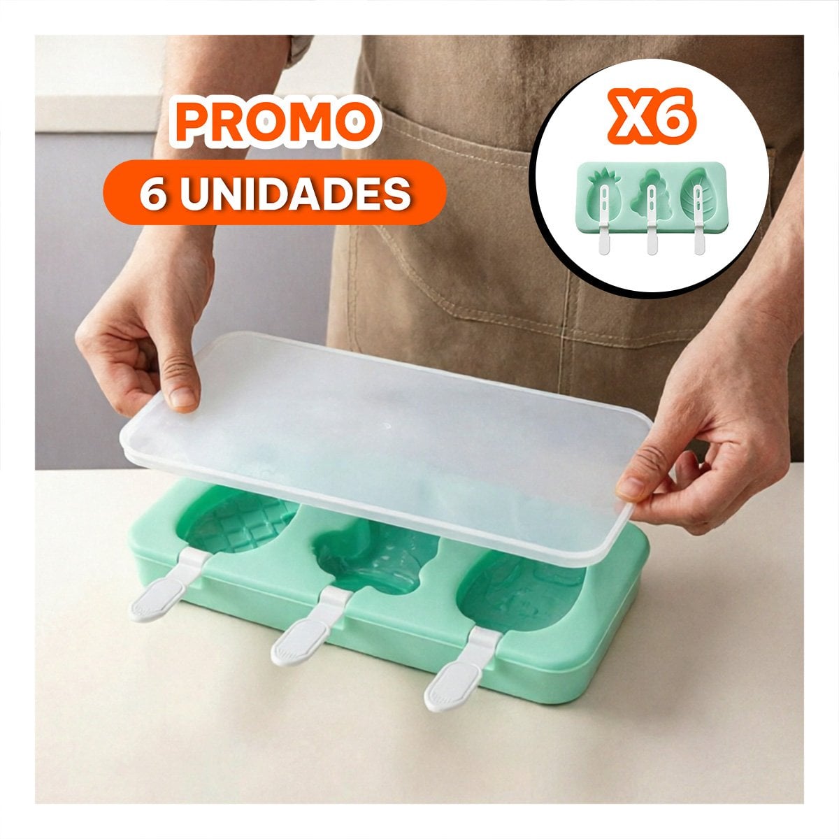 PACK6 PREPARADOR DE COCINA PARA HELADOS CASEROS DE TRES SABORES YREGALO STICKER - 1