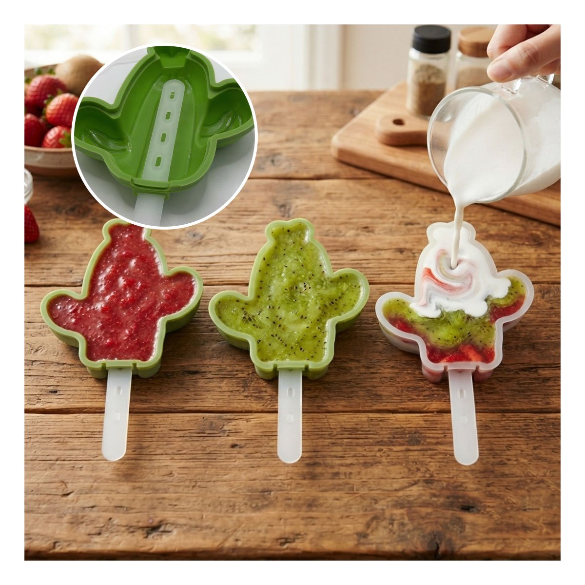 PACK4 HELADERA DE COCINA CAPTUS VERDE PARA CREAR POSTRES CONGELADOS YPAPEL REGALO - 3