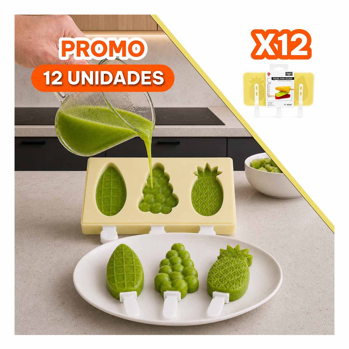 PACK12 RECIPIENTE PRACTICO PARA HACER HELADOS CASEROS EN CASA YREGALO STICKER - 1