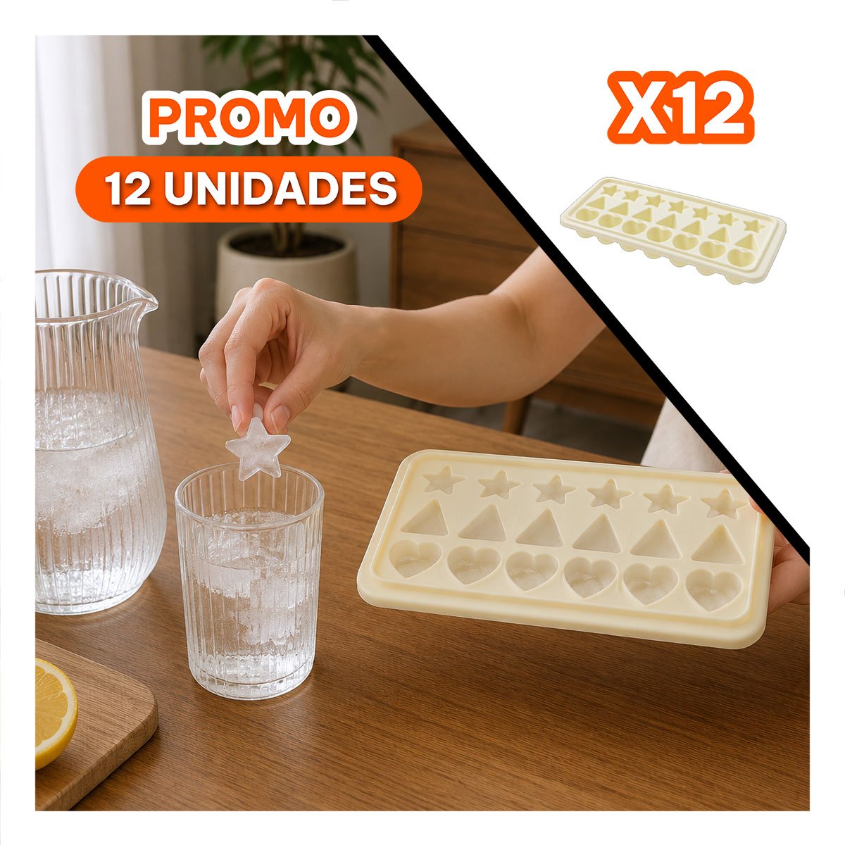 PACK12 MOLDE CREMA PARA CREAR HIELO CON FIGURAS EN COCINA YREGALO STICKER - 1