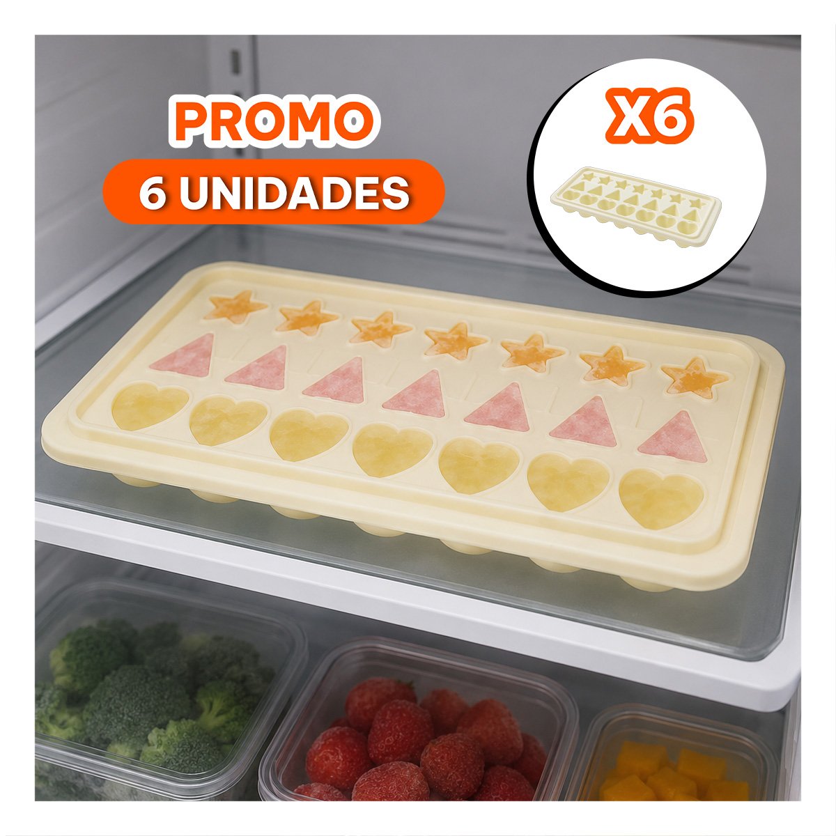 PACK6 RECIPIENTE REUTILIZABLE CREMA PARA HIELO DECORATIVO YREGALO STICKER - 1