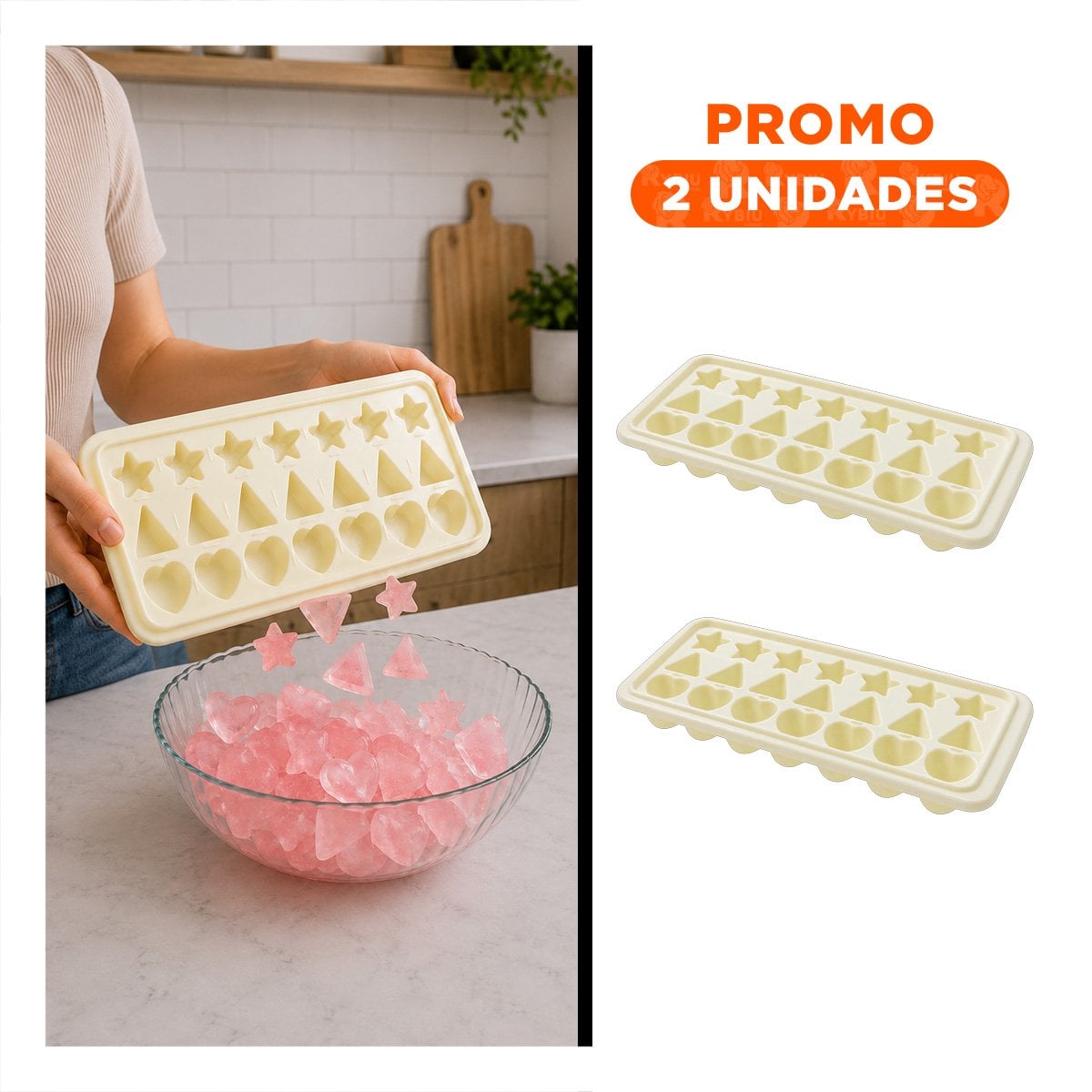 PACK2 HIELERA DE COCINA CREMA PARA CREAR HIELO DECORATIVO YREGALO STICKER - 1