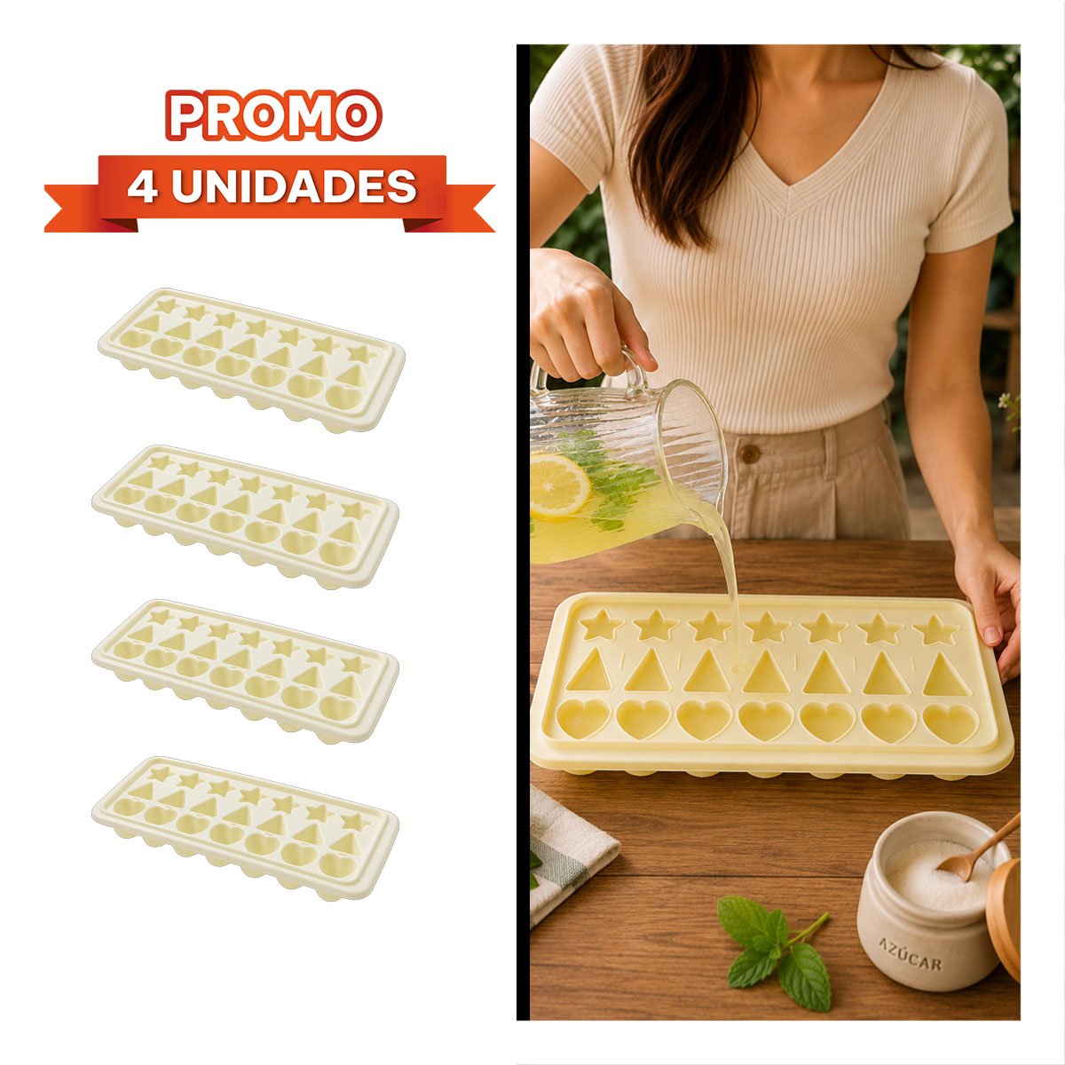 PACK4 CUBETERA PARA BEBIDAS FRIAS CON HIELO DE FORMAS ESPECIALES YREGALO STICKER - 1