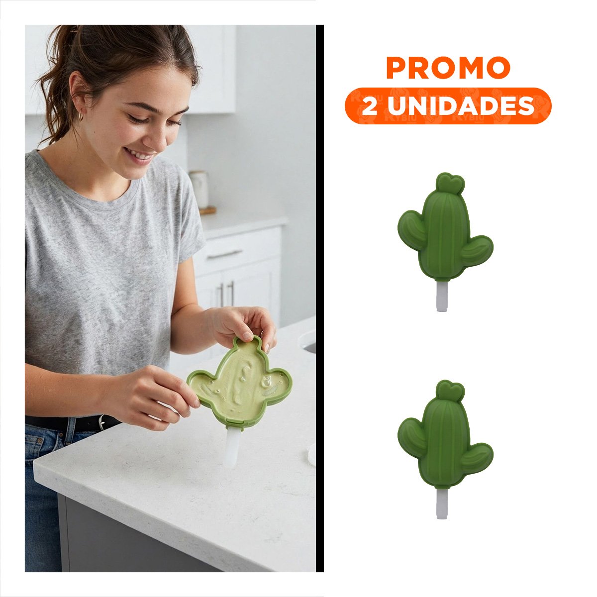 PACK2 MOLDE REUTILIZABLE CAPTUS VERDE PARA PREPARAR HELADOS FRIOS YREGALO STICKER - 1