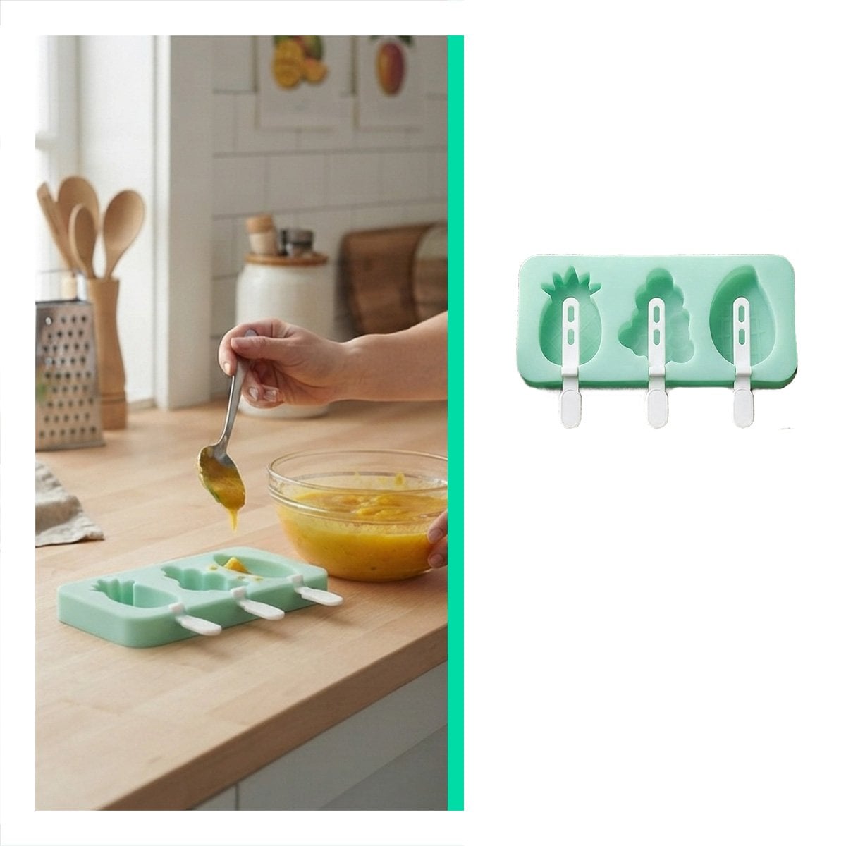 PREPARADOR DE HELADOS PIÑA UVA MANGO VERDE CON USO PRACTICO Y LIGAS REGALO - 1