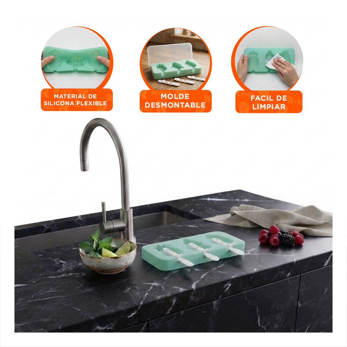 PREPARADOR DE HELADOS PIÑA UVA MANGO VERDE CON USO PRACTICO Y LIGAS REGALO - 4