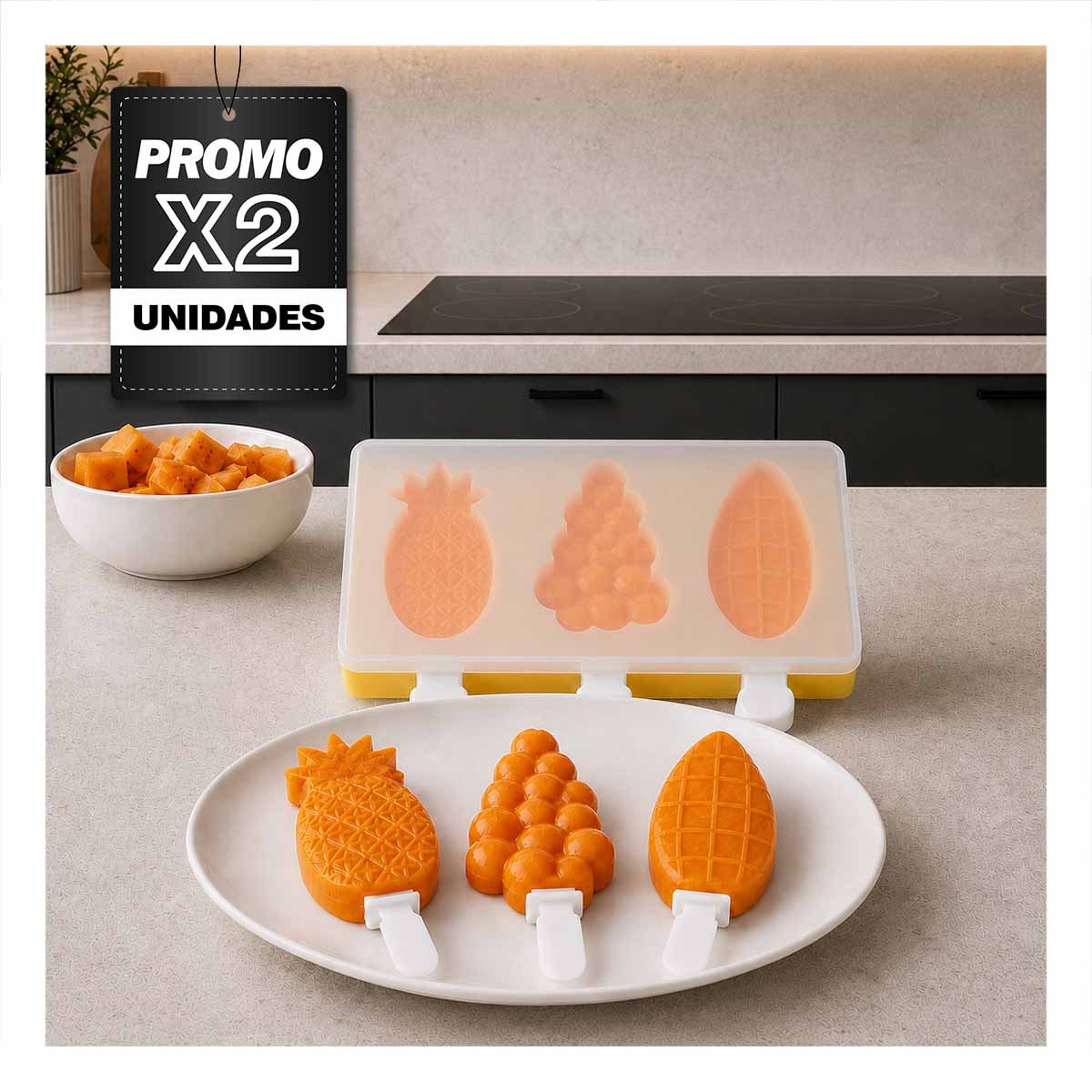PACK2 RECIPIENTE REUTILIZABLE PARA CREAR HELADOS DE TRES SABORES - 1