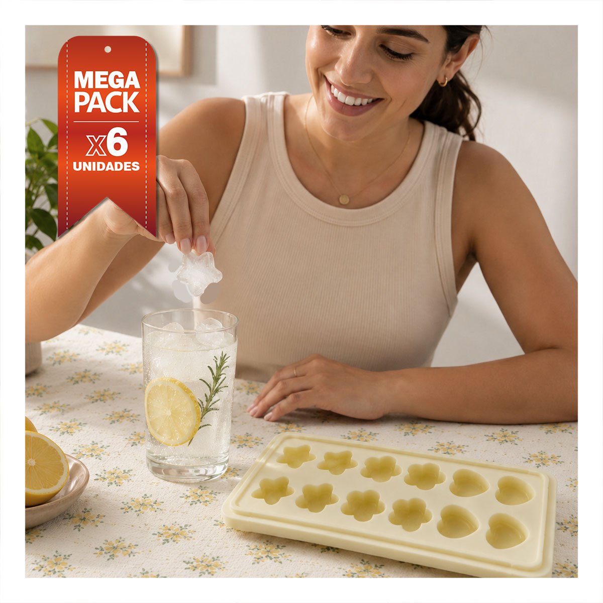 PACK6 MOLDE DE COCINA PARA PREPARAR HIELO CON DISEÑOS VARIADOS YPAPEL REGALO - 1