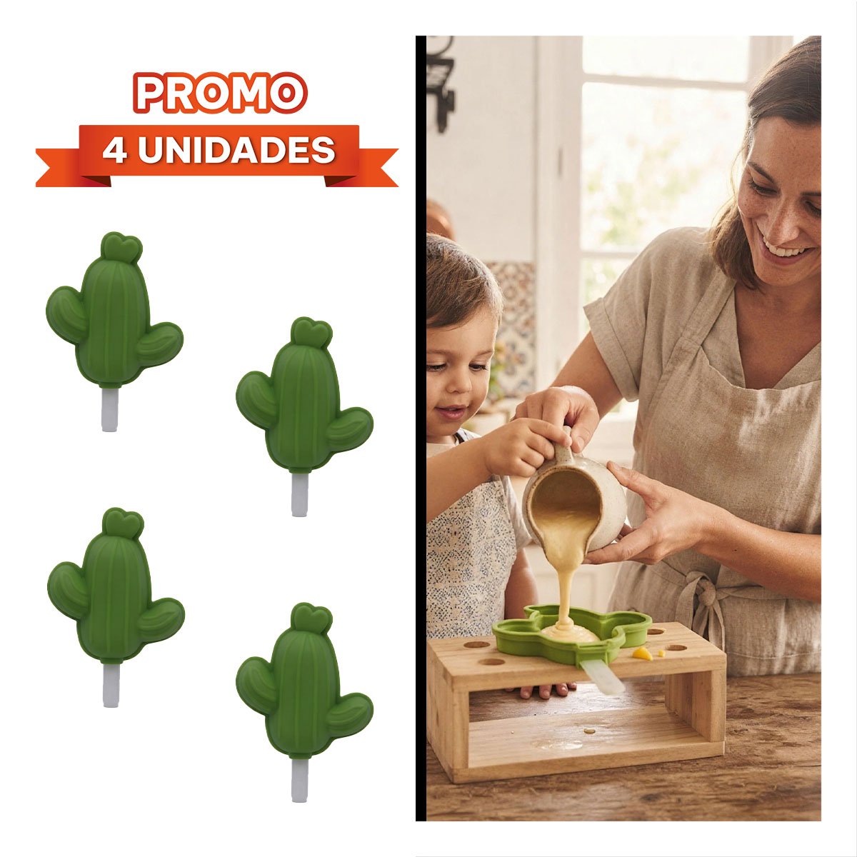 PACK4 MOLDE PARA POSTRES FRIOS CAPTUS VERDE CON USO REUTILIZABLE YREGALO STICKER - 1