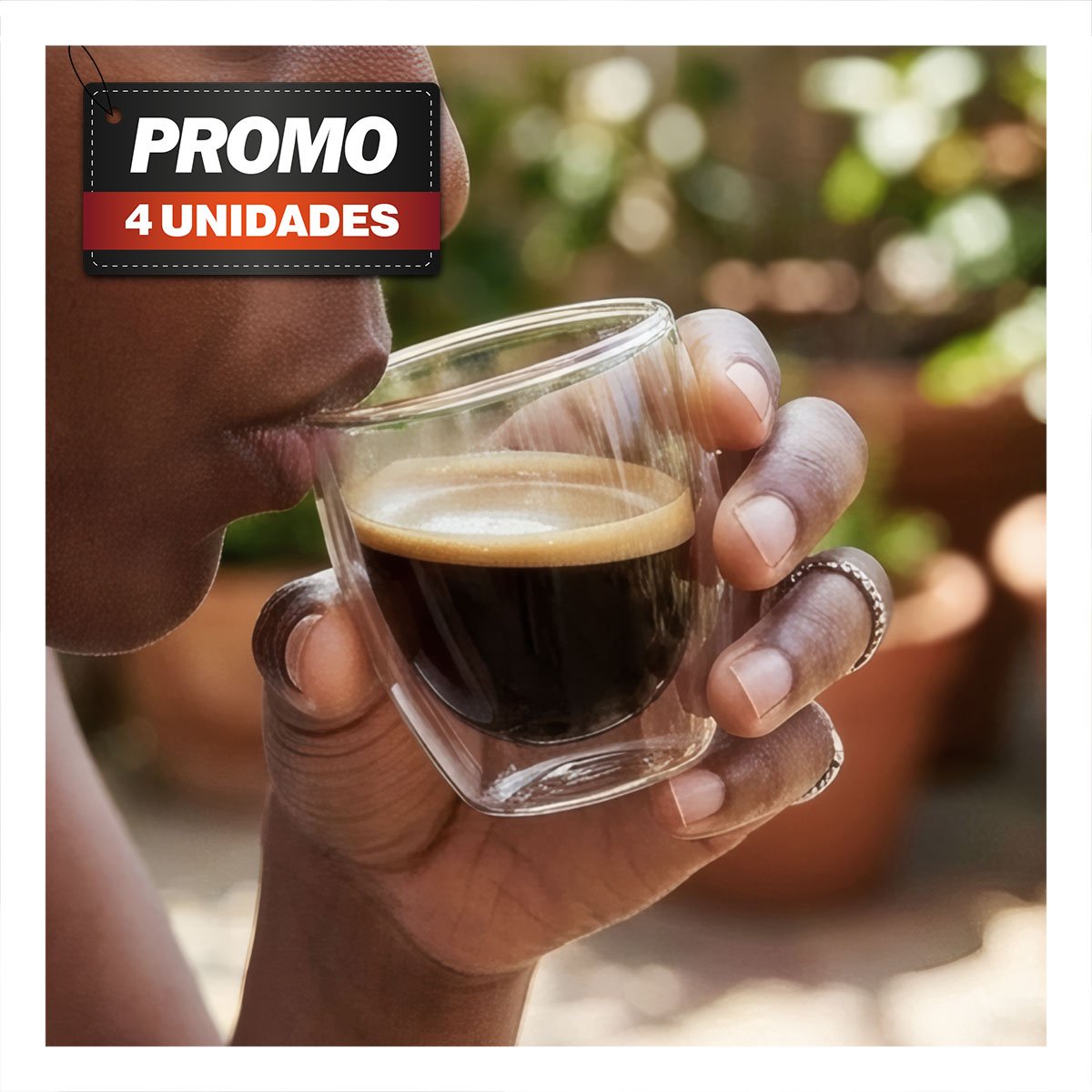 PACK4 TAZA DE VIDRIO DOBLE CAPA TRANSPARENTE PARA SERVIR ESPRESSO 6,5X6CM YPAPEL REGALO - 1