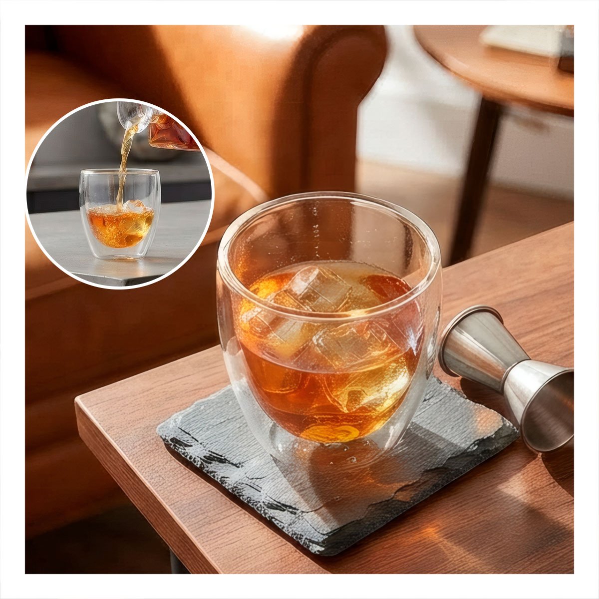 PACK2 VASO DE VIDRIO PARA ESPRESSO CON DOBLE CAPA TRANSPARENTE 10X10CM YREGALO STICKER - 2