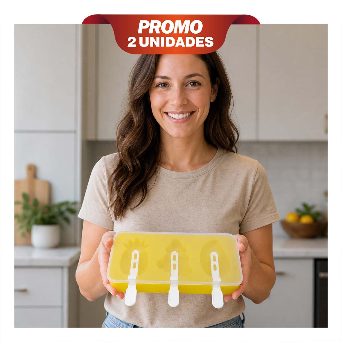 PACK2 HELADERA DE COCINA PARA PREPARAR HELADOS PIÑA UVA MANGO AMARILLO YPAPEL REGALO - 1