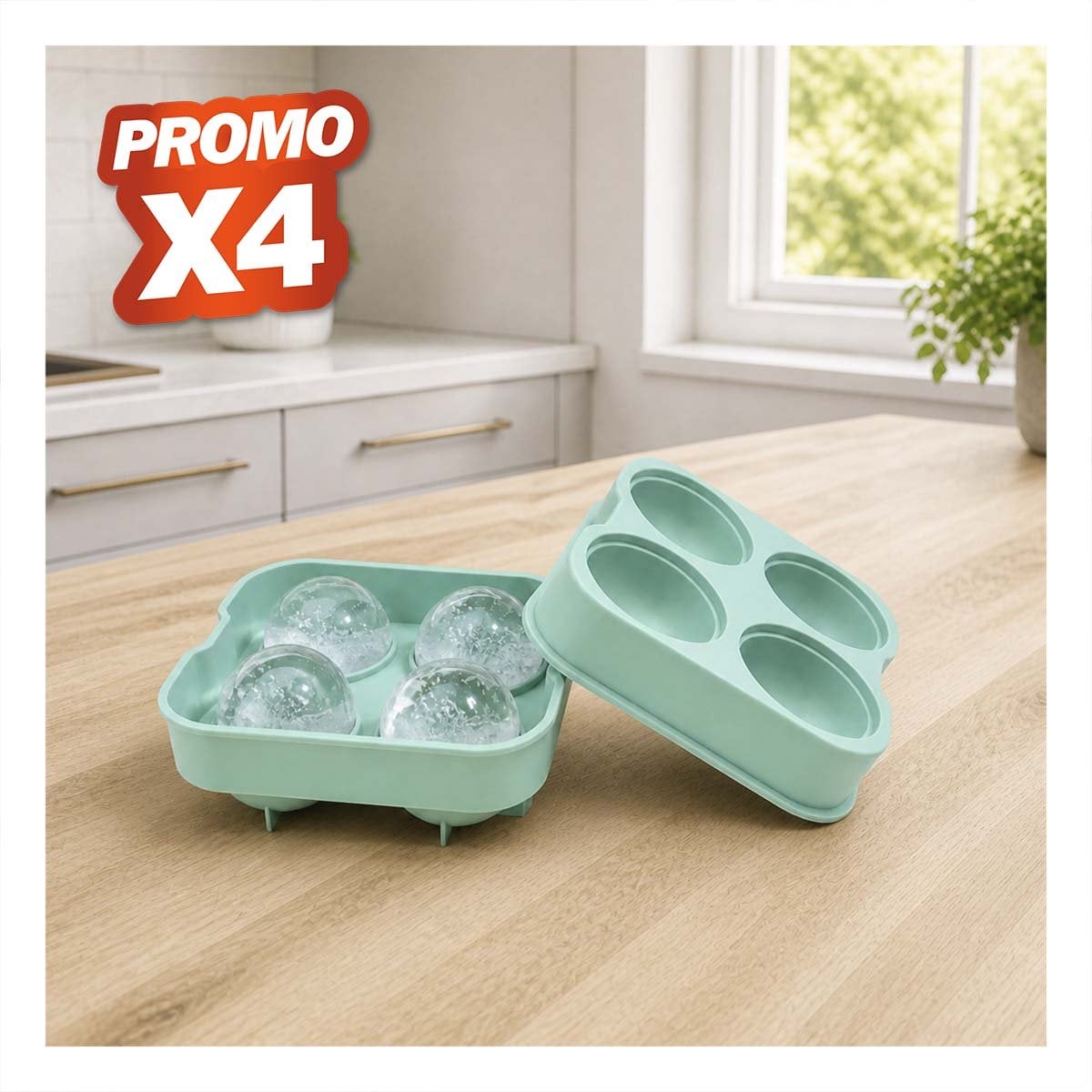 PACK4 RECIPIENTE VERDE PARA CONGELAR HIELO CON DISEÑO PRACTICO YPAPEL REGALO - 1