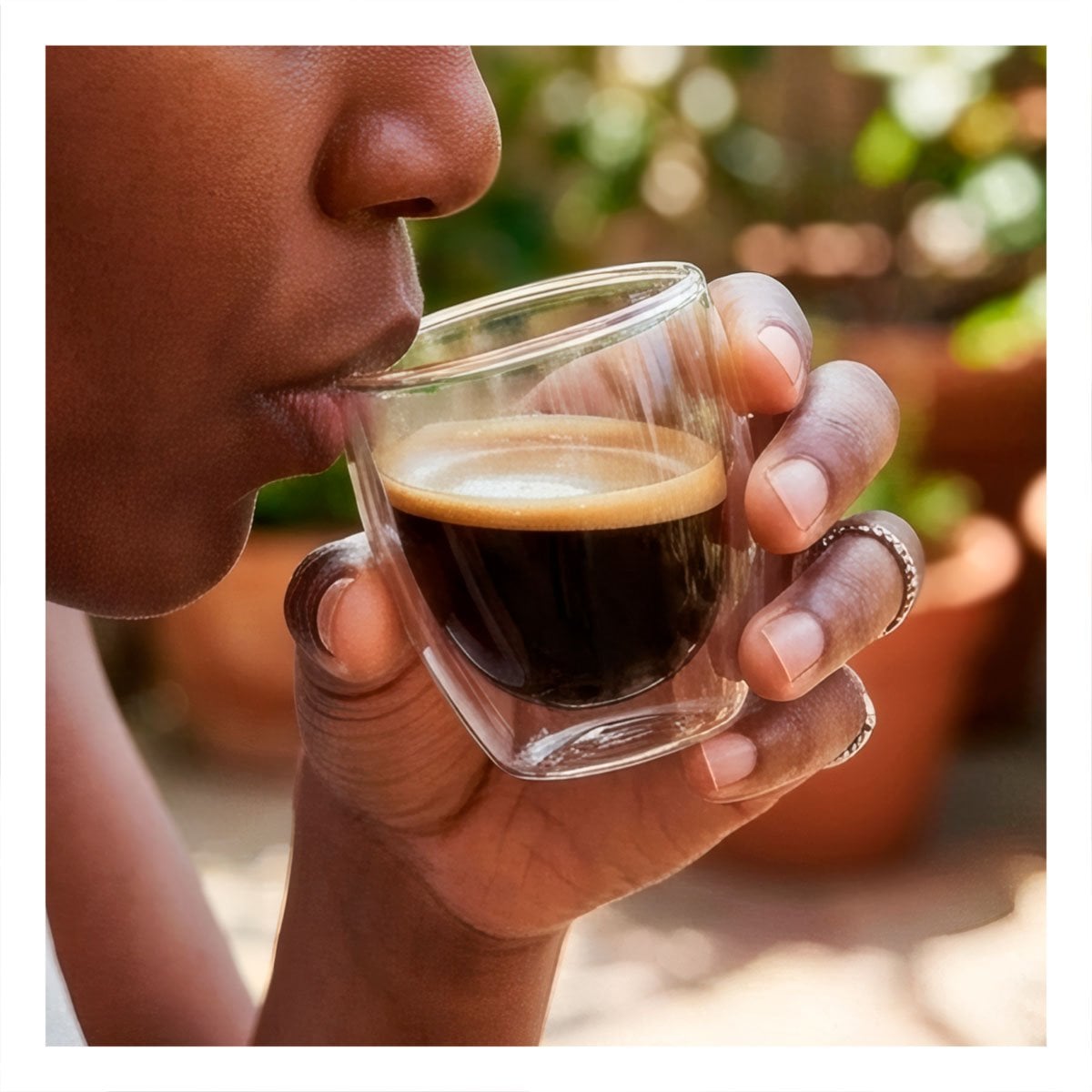 TAZA DE VIDRIO PARA ESPRESSO TRANSPARENTE DOBLE CAPA 6,5X6CM PARA CASA Y PAPEL REGALO - 1