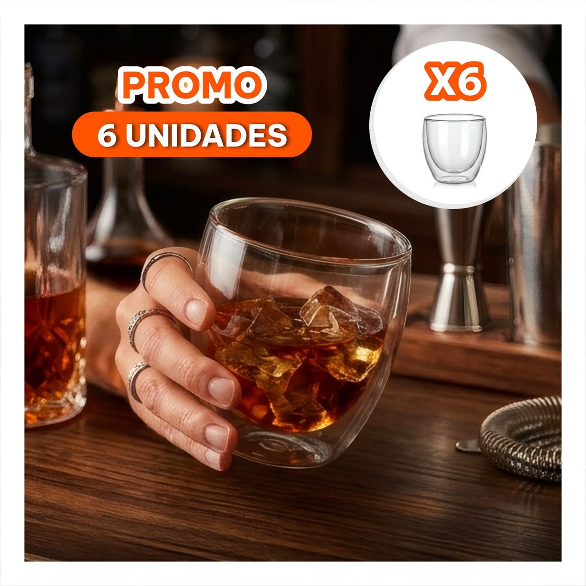 PACK6 VASO TRANSPARENTE DE DOBLE CAPA PARA ESPRESSO EN VIDRIO 10X10CM - 1