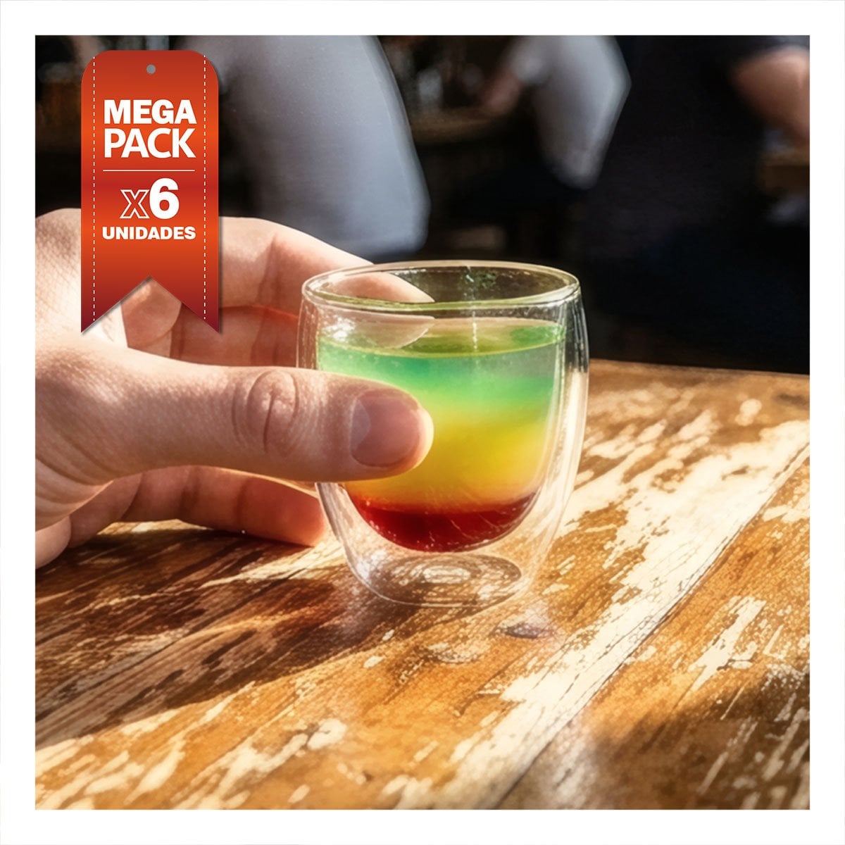 PACK6 COPA PARA SERVIR ESPRESSO DE VIDRIO DOBLE CAPA TRANSPARENTE 6,5X6CM YREGALO STICKER - 1