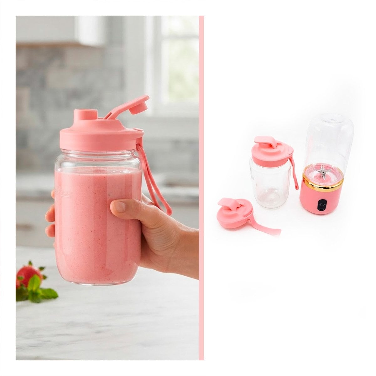 LICUADORA PERSONAL PORTATIL ROSADO CON VASO PARA PREPARACIONES RAPIDAS Y STICKY - 1