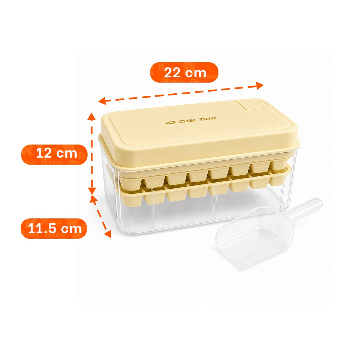 CUBETERA DE HIELO BEIGE CON MOLDE PARA CUBOS DOBLES Y PAPEL REGALO - 3