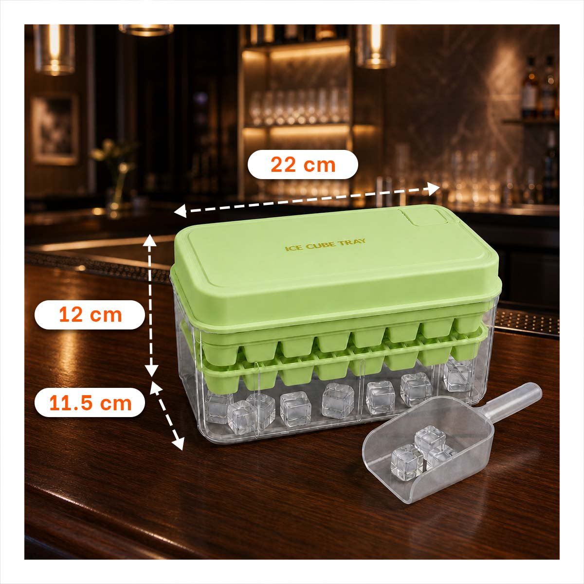 PACK4 CUBETERA CON SISTEMA DE 2 BANDEJAS PARA HIELO VERDE YPAPEL REGALO - 4