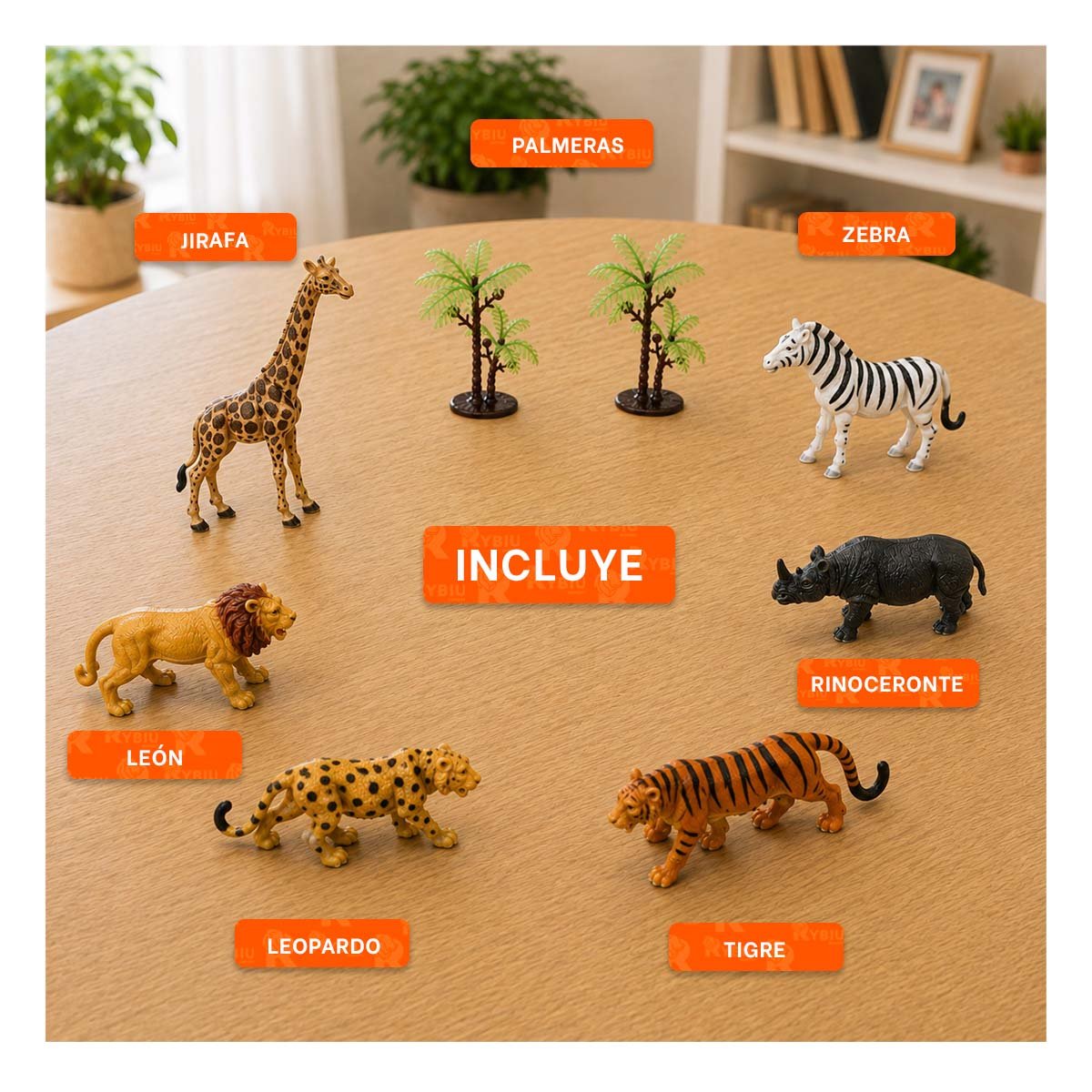 PACK12 SET BOLSA ANIMALES SILVESTRES 6 PIEZAS Y 2 PALMERAS MULTICOLOR - 4